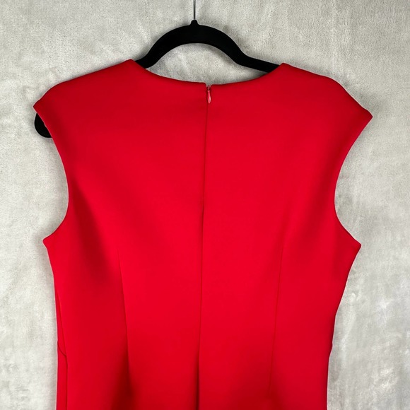 Calvin Klein Dress Womens 10 Red Black Floral Velvet Scuba Mini Office Party - Picture 7 of 13